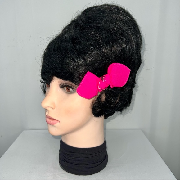 Neon Pink Paisley Rockabilly Bandana Knotted Hair Bow - Picture 6 of 11